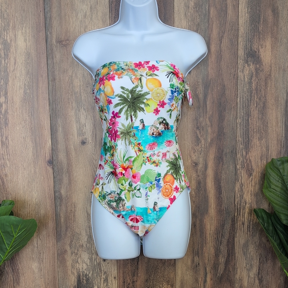 Shade & Shore Floral Tropical One Piece Swimsuit NwT S M230